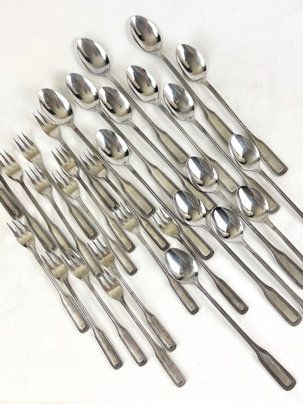 Vintage 1776 Stainless Flatware Salem Japan 31 pc Ice Tea Spoons Seafood Forks